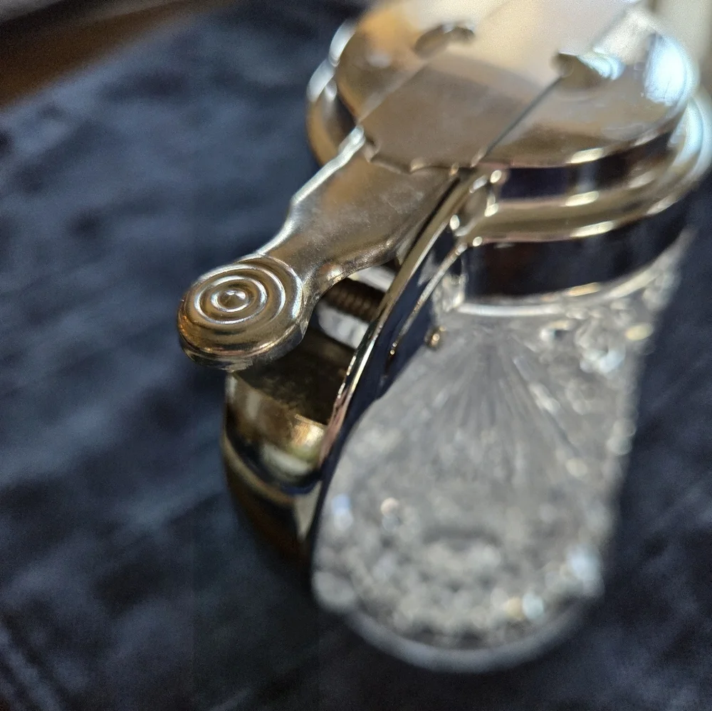 Vintage Imperial Glass Syrup Pitcher Hobstar Pattern With Metal Lid